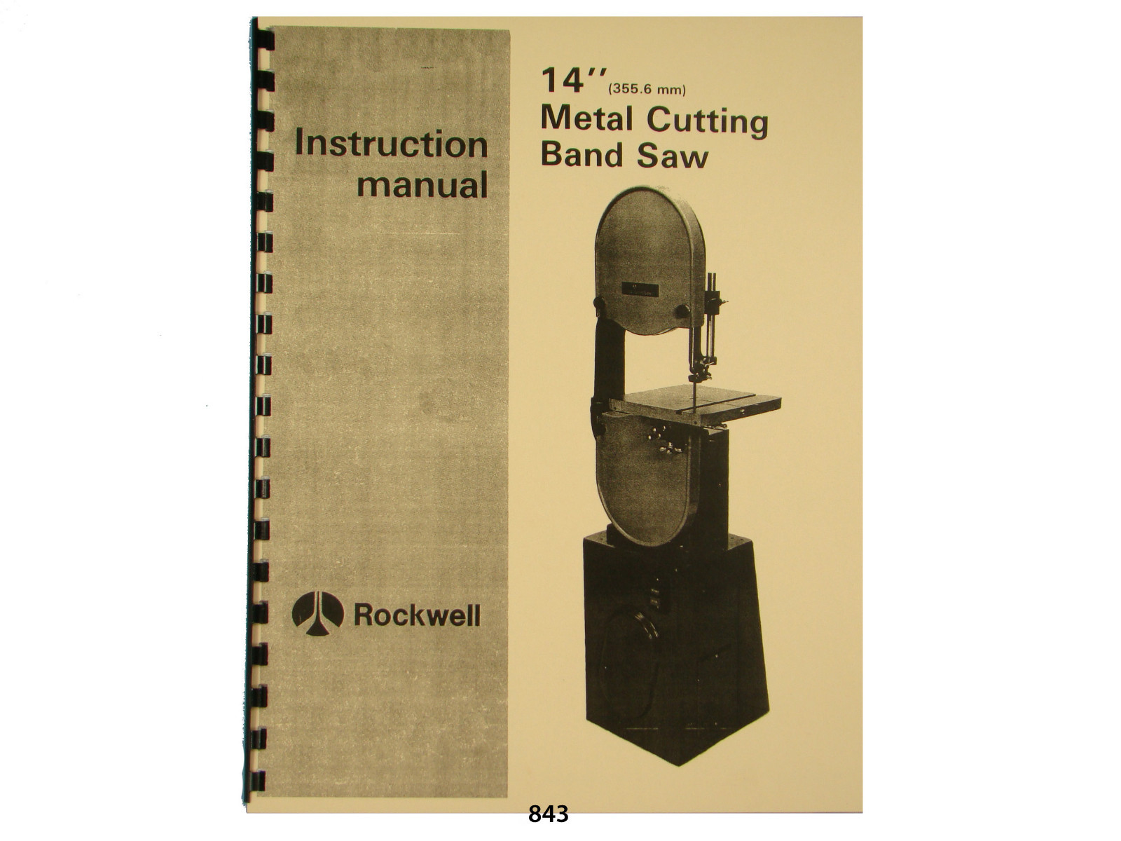 Rockwell Delta 14″ Band Saw Metal Cutting Operating & Parts List Manual *843