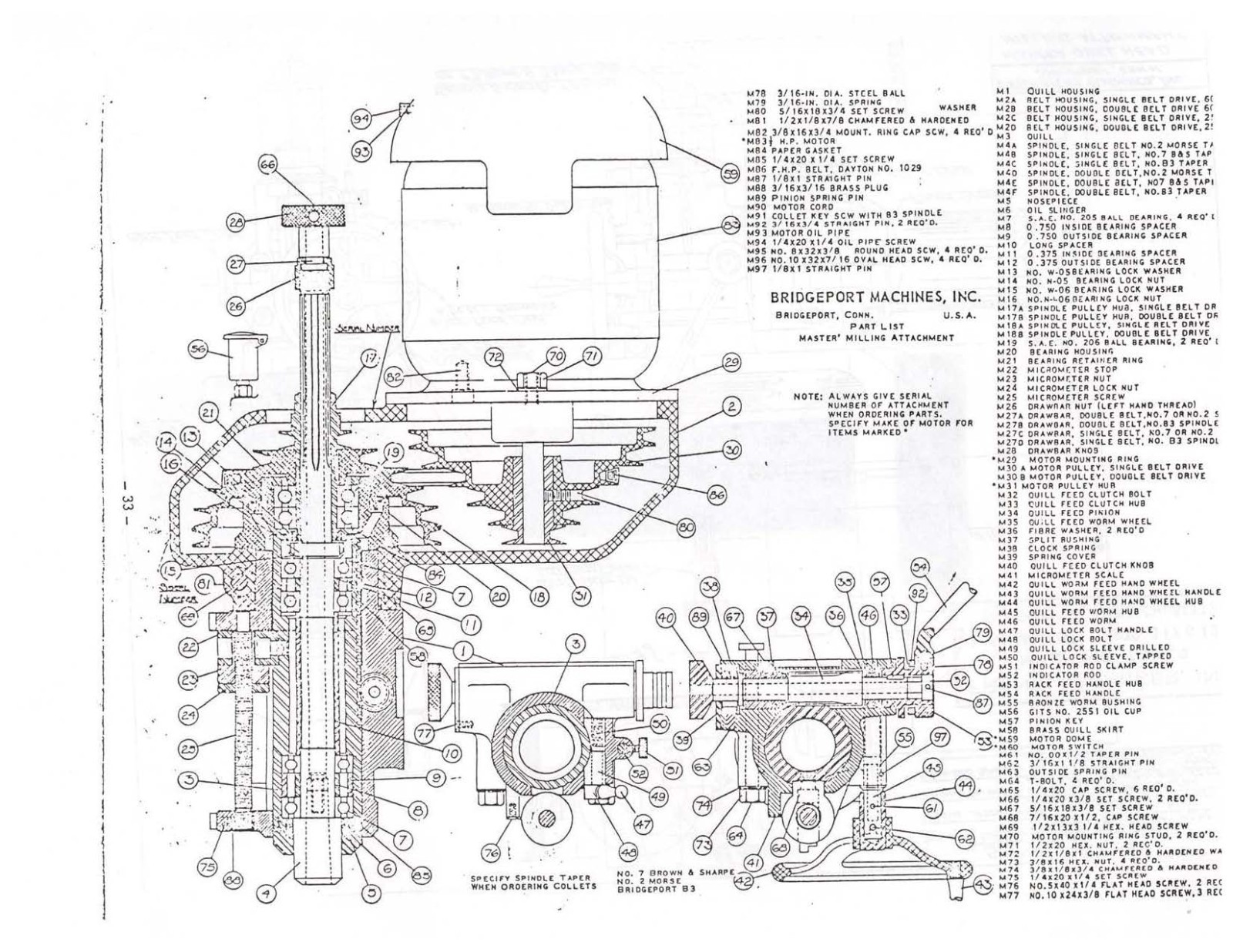Ram Turret Operator Instruction Manual Fits Bridgeport Series 1 & Round P38