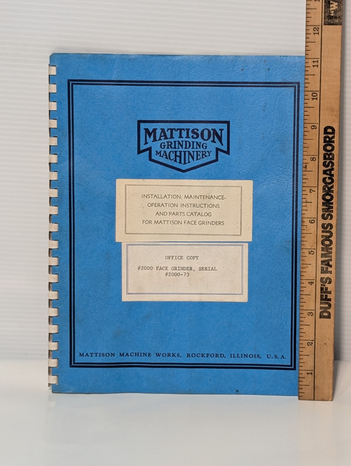 Mattison Grinding Machinery Operations Reference Manual for Face Grinders