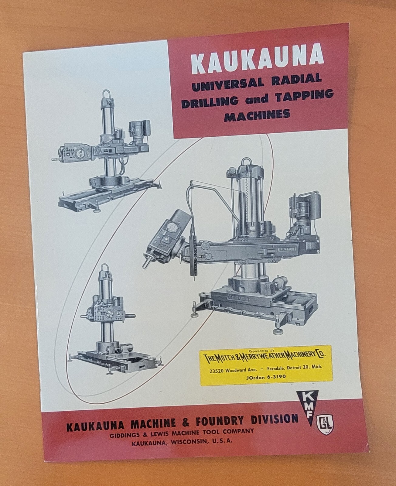 KAUKAUNA Universal Radial Drilling & Tapping Machine Catalog Giddings & Lewis
