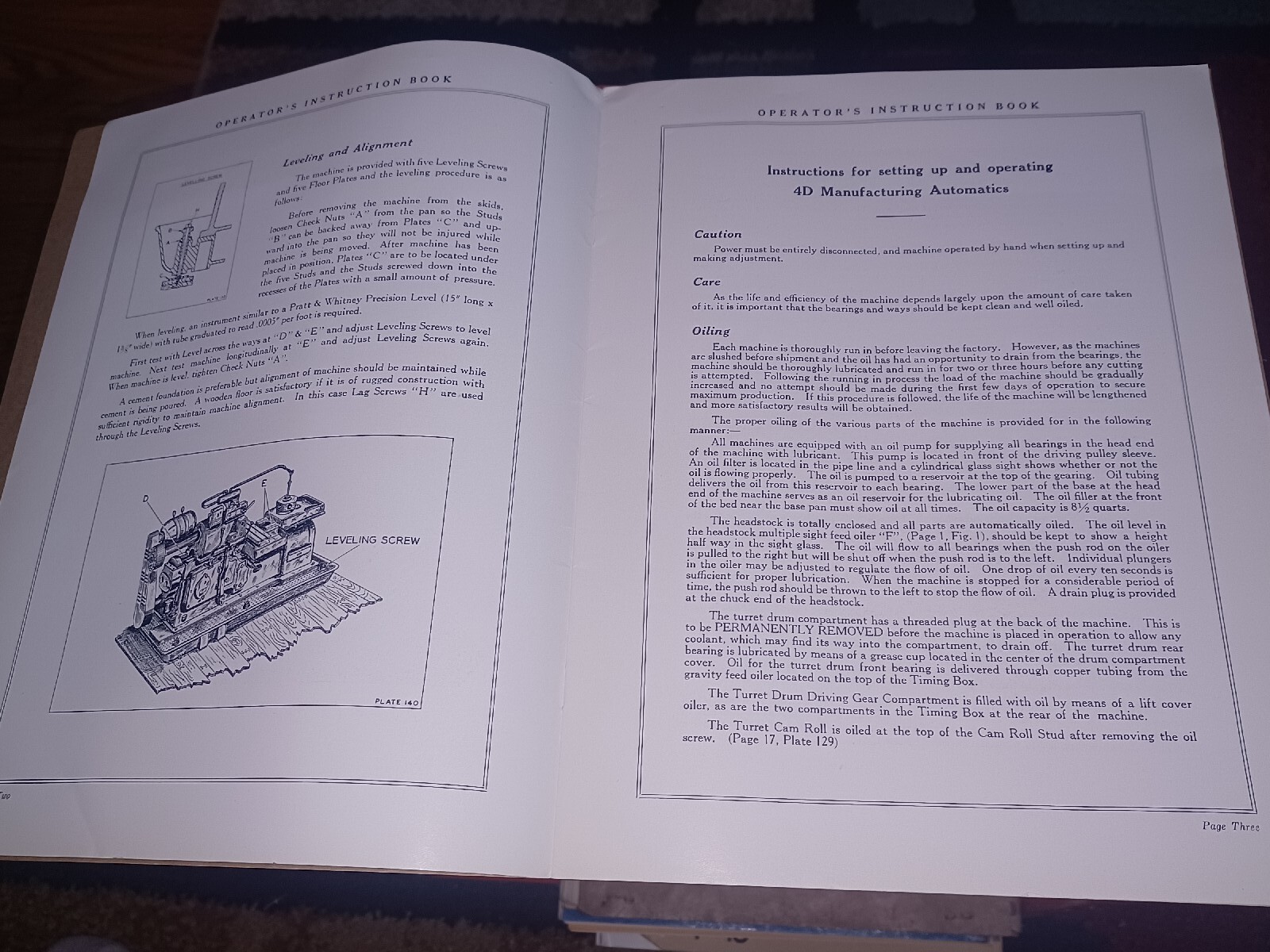 POTTER & JOHNSON PRATT WHITNEY OPERATOR’S INSTRUCTION BOOK NO 4D MODEL 2 No 129