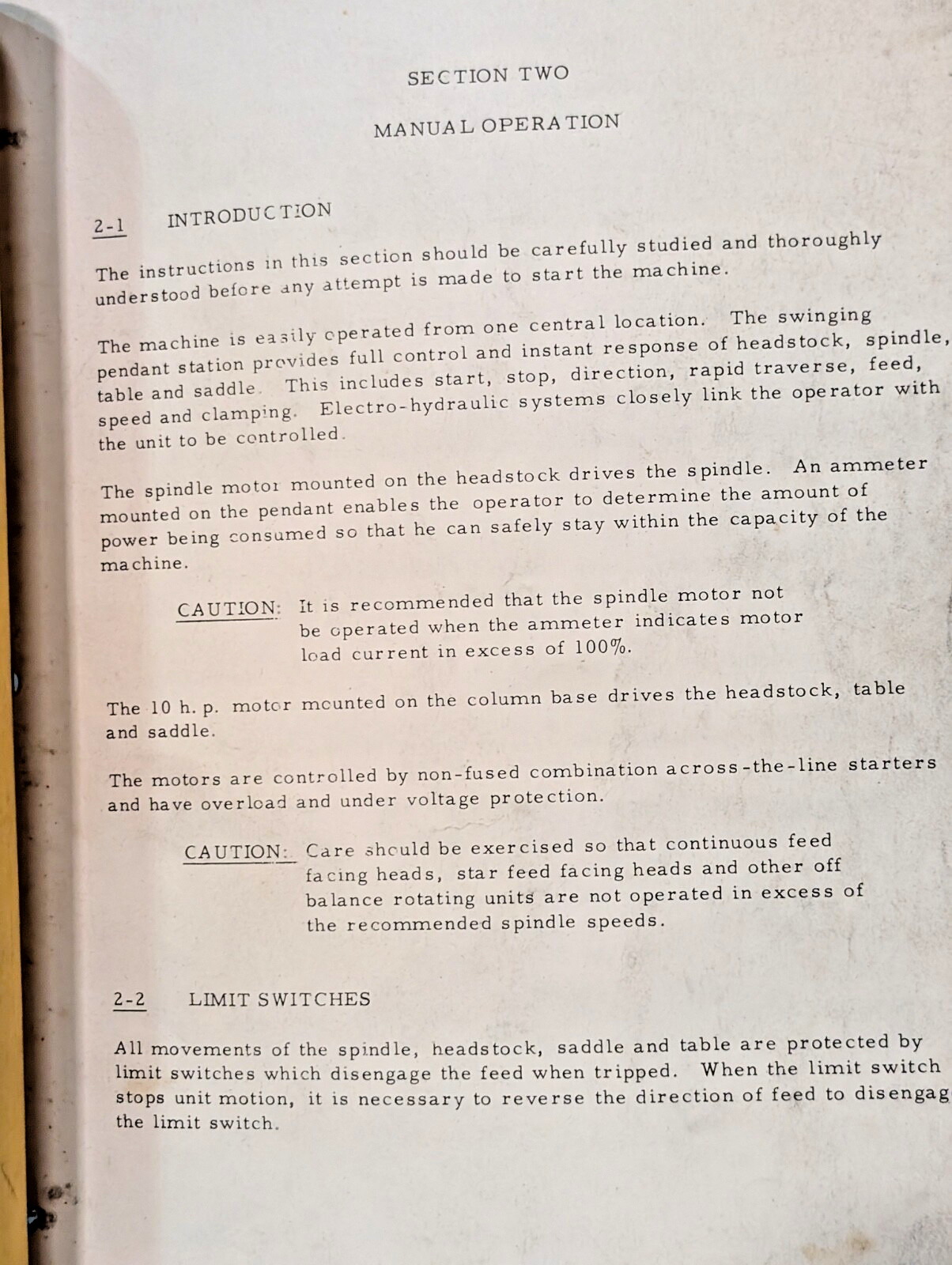 Giddings & Lewis Machine & Tool 420267 Manual for Manual Operation, as shown