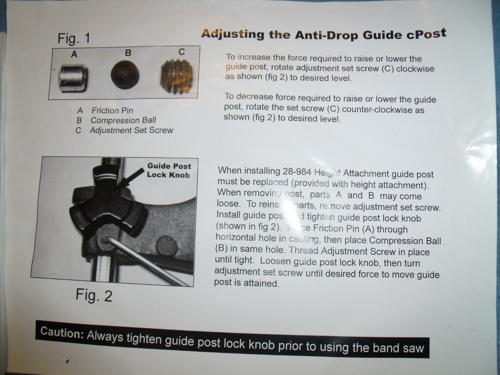 Machine Shop Tool Manuals Delta 14″ Band Saws Models 28-206,28-276 instructions