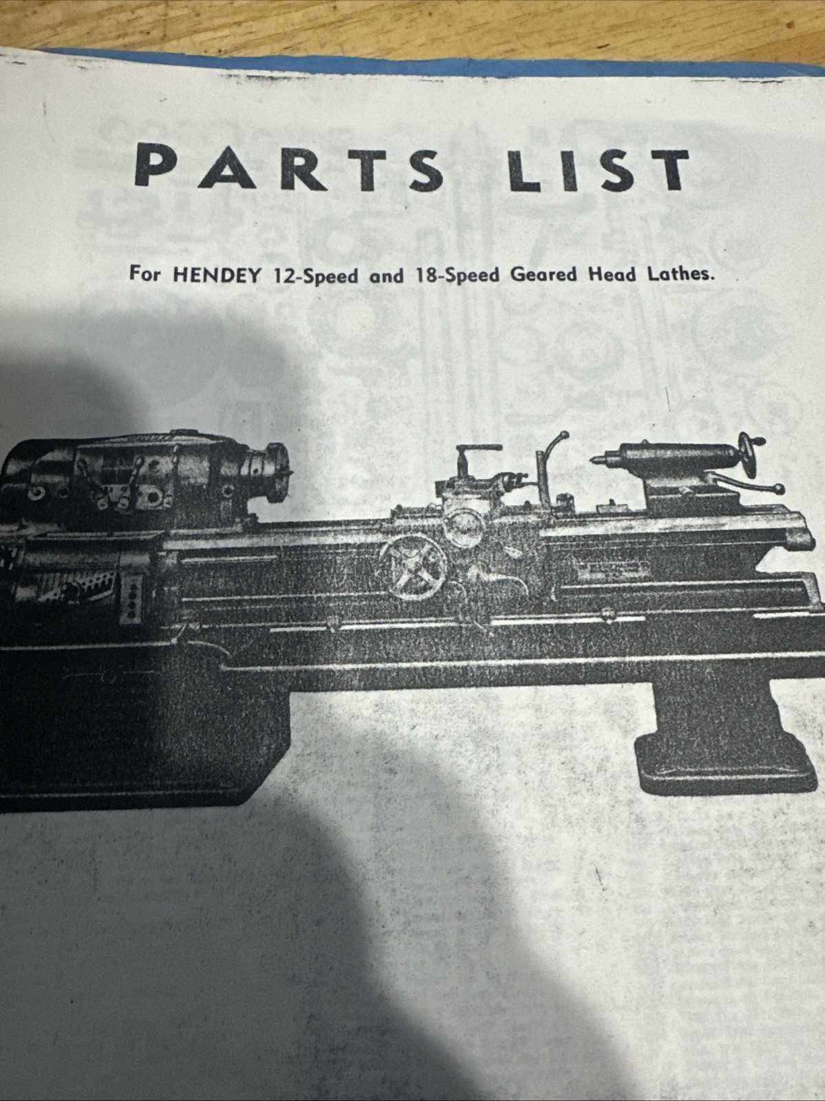 Parts Manual for Hensley Lathe SN#33863 with Parts List