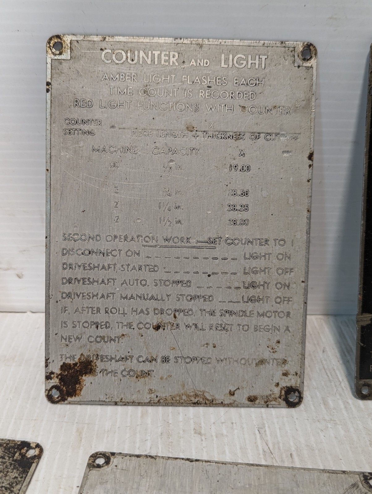 Lot of 6 Vintage Metalworking Machine Operation Signage
