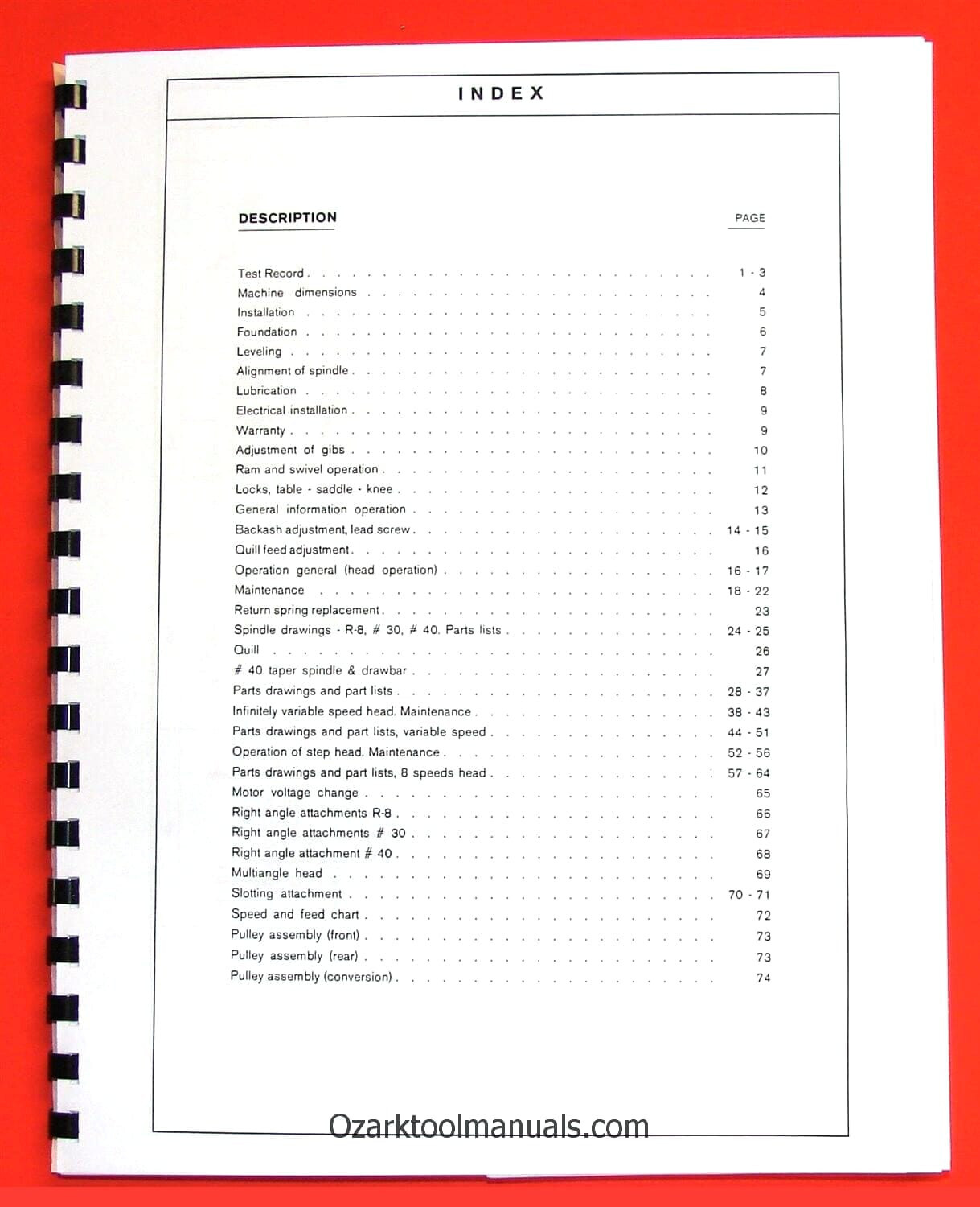 LAGUN FTV-1S FTV-2S FTV-3S Vertical Milling Machine Operator & Parts Manual 1028