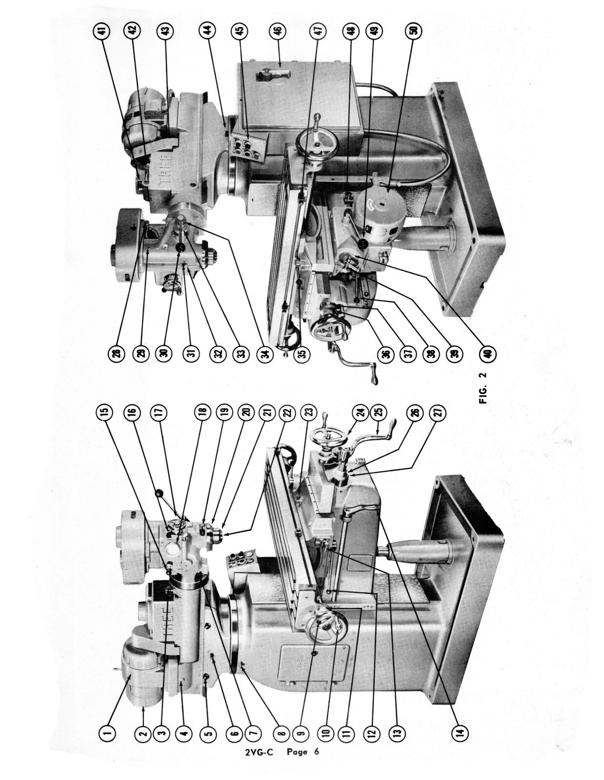 Tree Model 2VG-C Milling Machine Operation, Instruction, & Parts Manual #1360