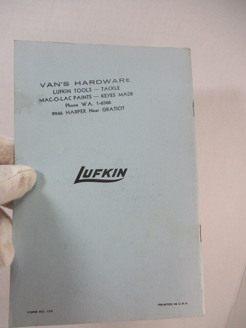 1959 LUFKIN Precision Tools Catalog # 8 & Price List, Van’s Hardware, EC