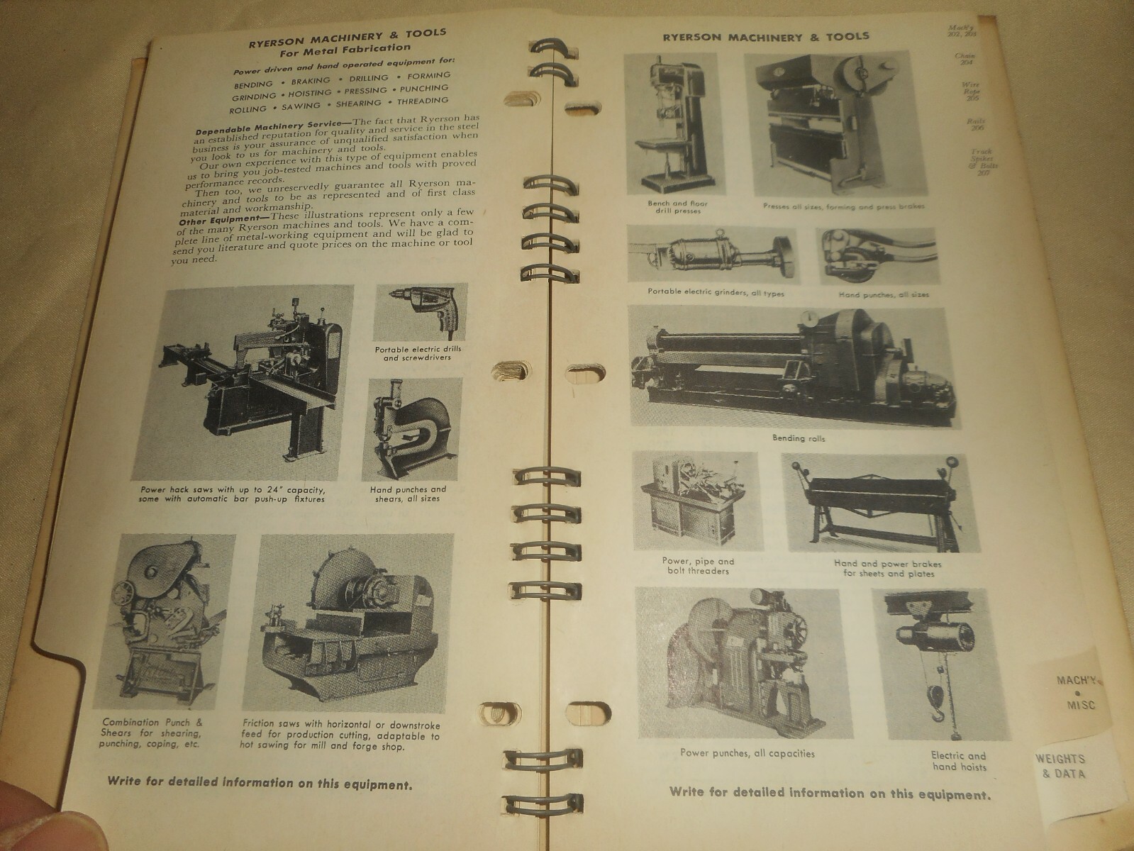 Ryerson Steel Catalog 1957-58 Aluminum Steel Stock Tool Presses Data Handbook
