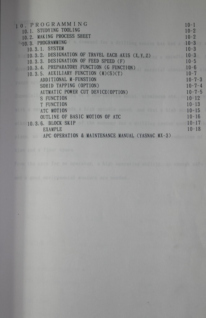 Kitamura CNC Lathe Mycenter-O Operations, Maintenance Programming Manual 1995