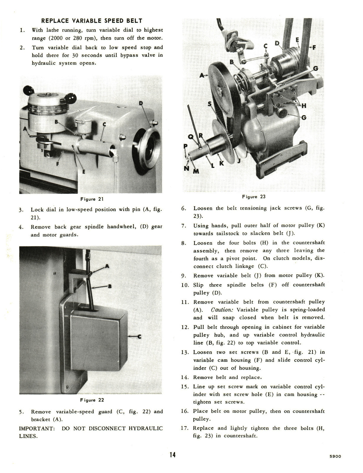 Clausing 12″ 5900 Series Lathe SN’s 500400 to 500529 Instruct & Parts List #1369