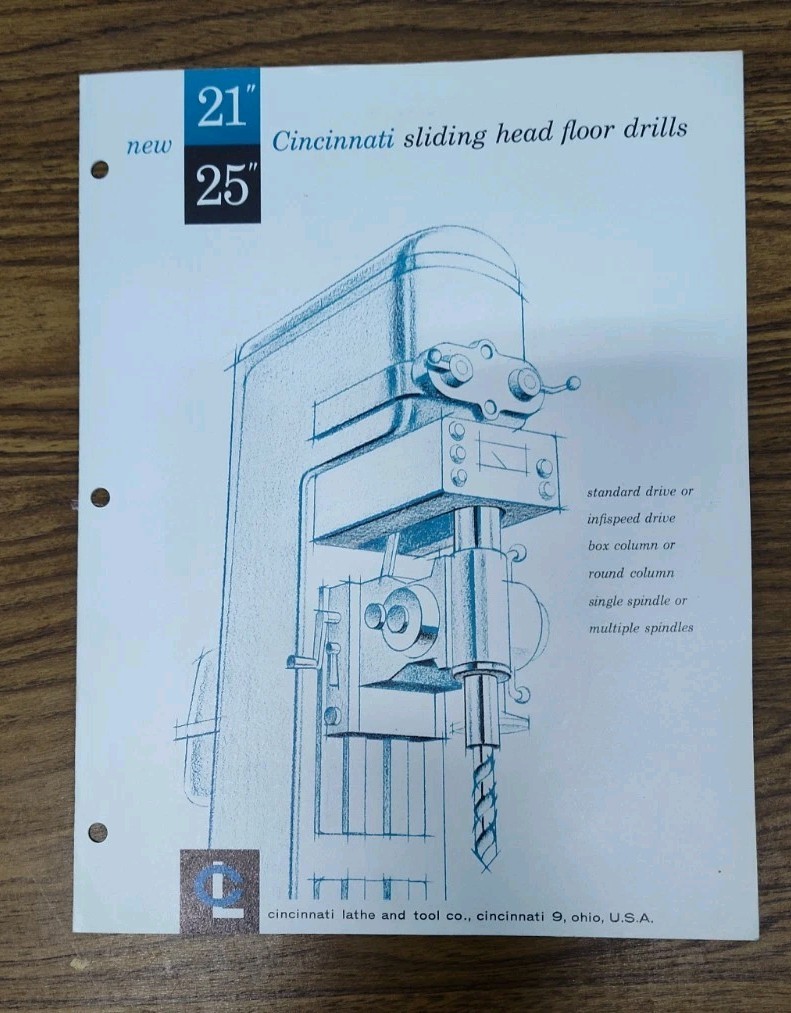 Cincinnati Milling Co. Sliding Head Floor Drill Brochure Catalog Industrial