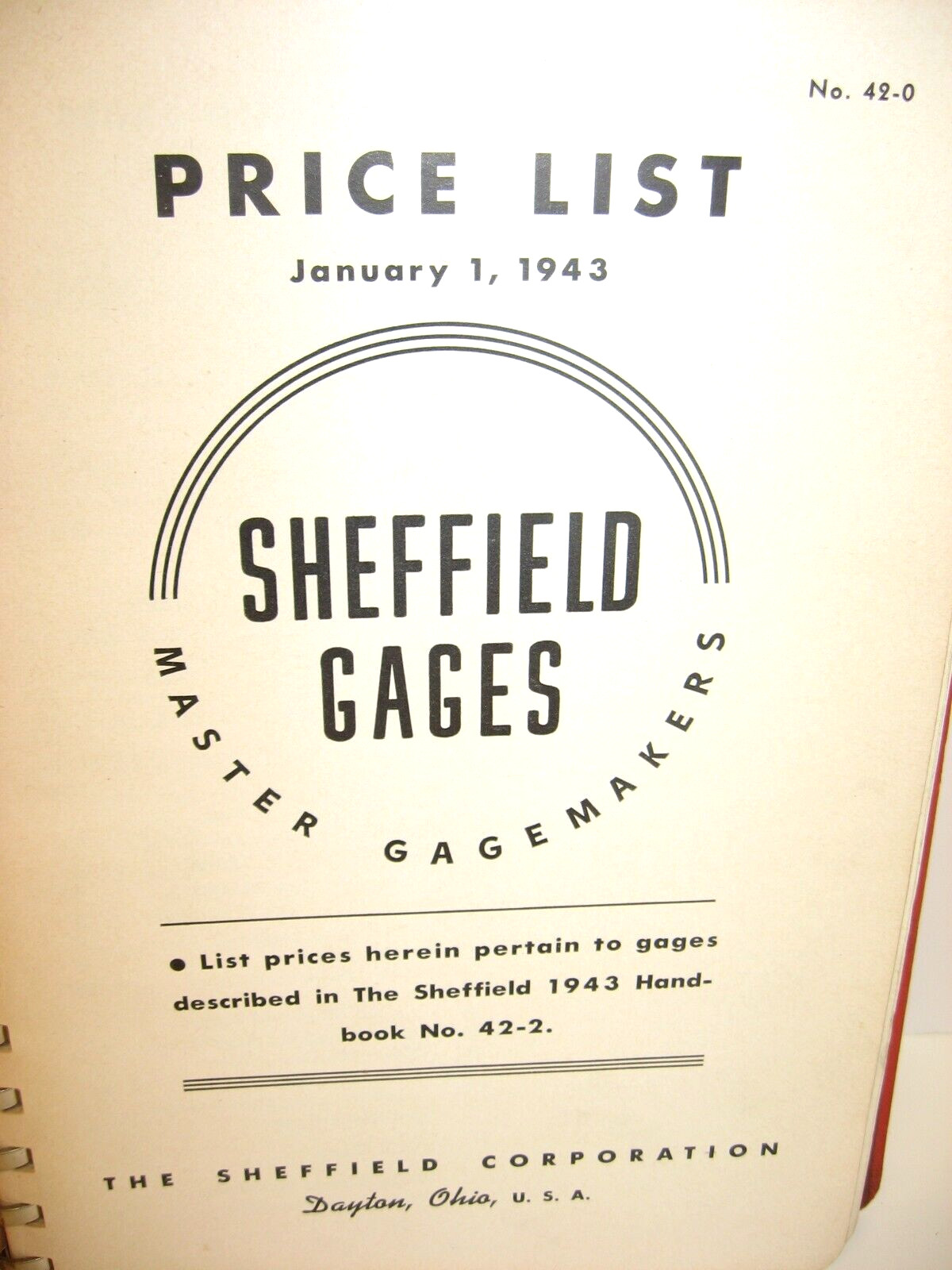 1943 Sheffield Gages Catalog 42-0, Sheffield Corporation, Dayton, Ohio