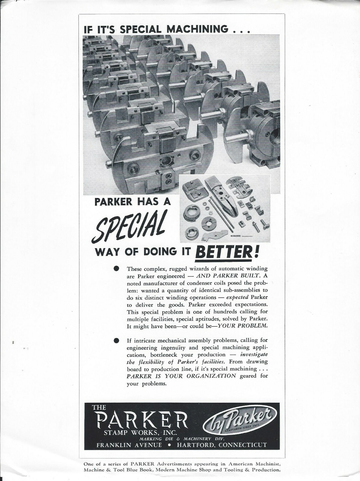 Machine Tool Brochure Ad – Parker – Molds Dies – Mfg Plant Photos 3 item (TL203)
