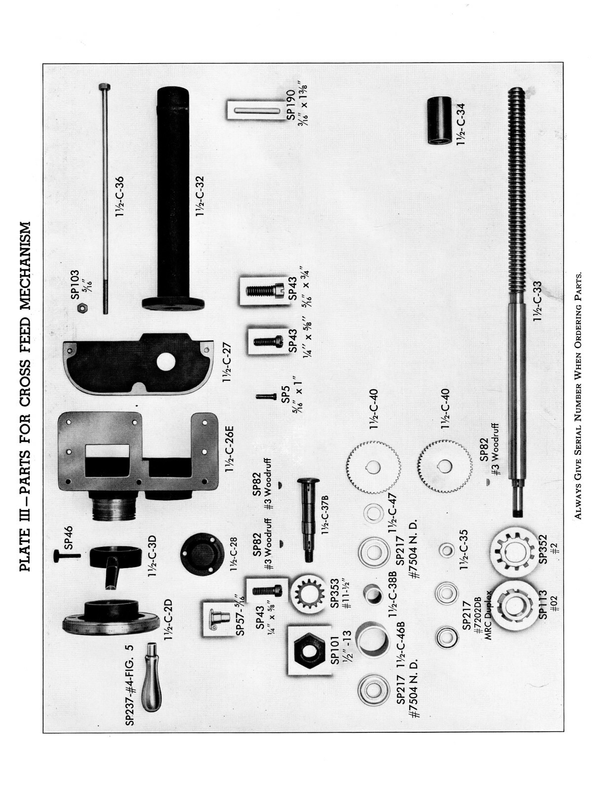 Abrasive Horizontal Surface Grinder No. 1-1/2 Pictorial Parts Manual #1814