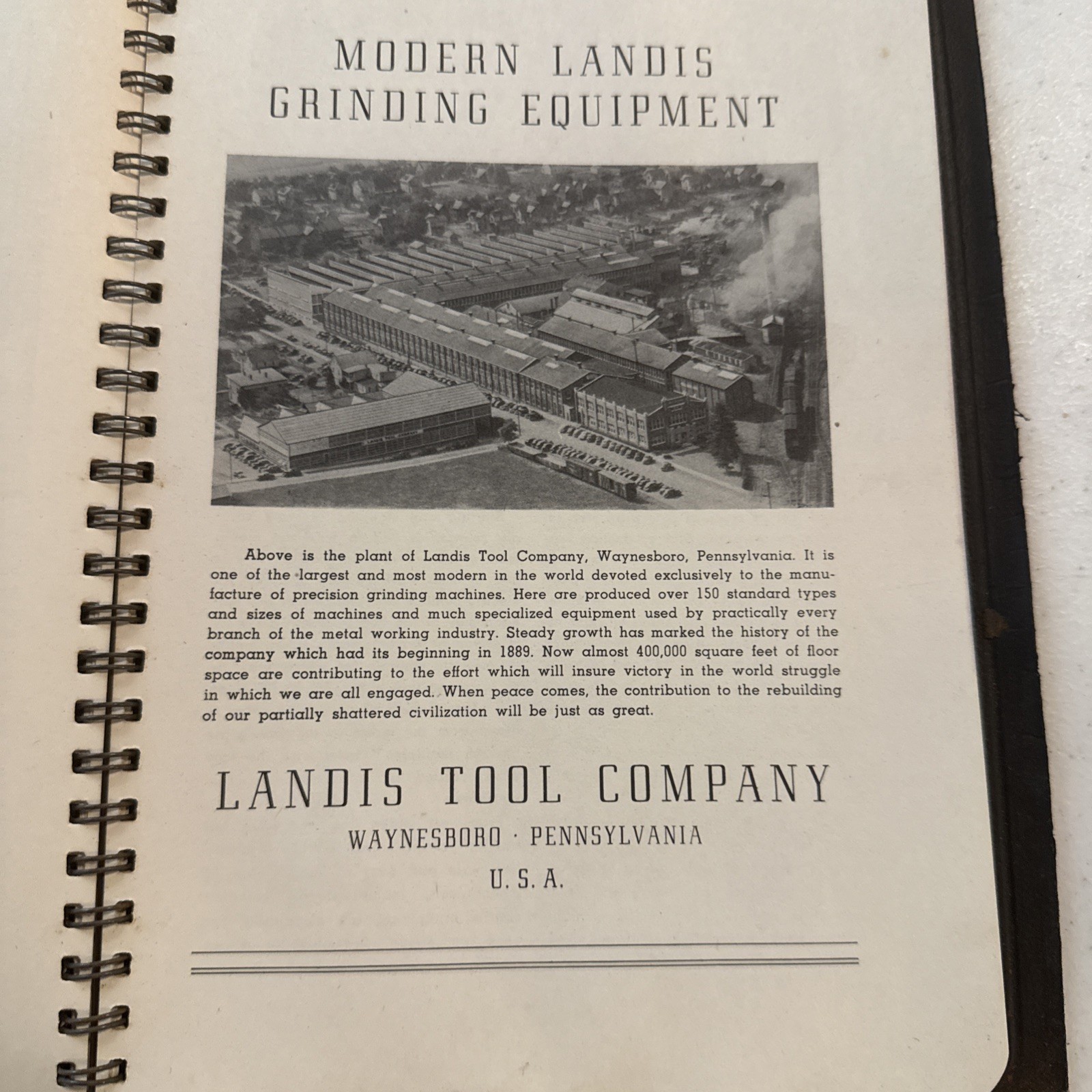 Landis Tool Instructions Parts Manual Grinding Precision Grinders Vintage 1942