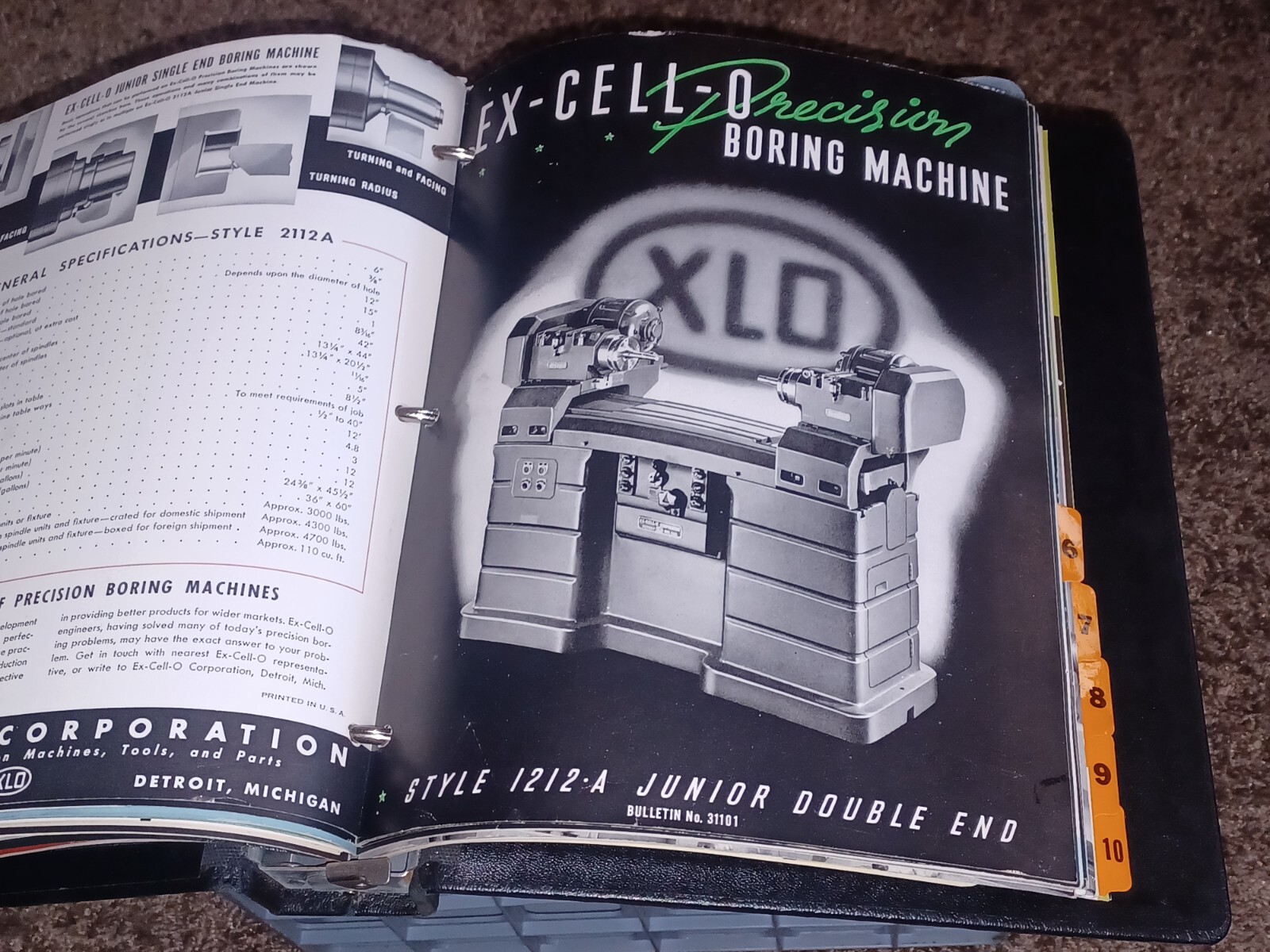 Ex-Cell-O Corporation MACHINE TOOLS Sales Binder Catalog Lot XLO Boring Grinders