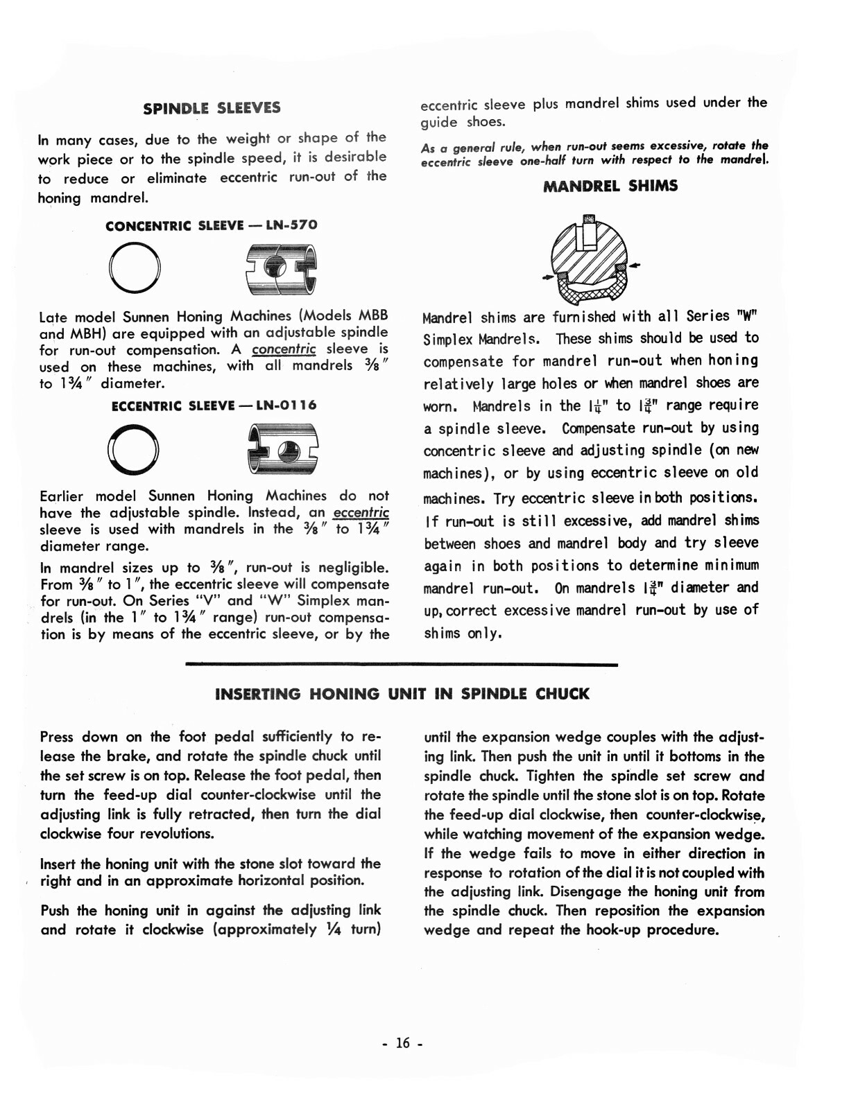 Sunnen MBB-1290D Precision Honing Machine Operating Instructions Manual #1671