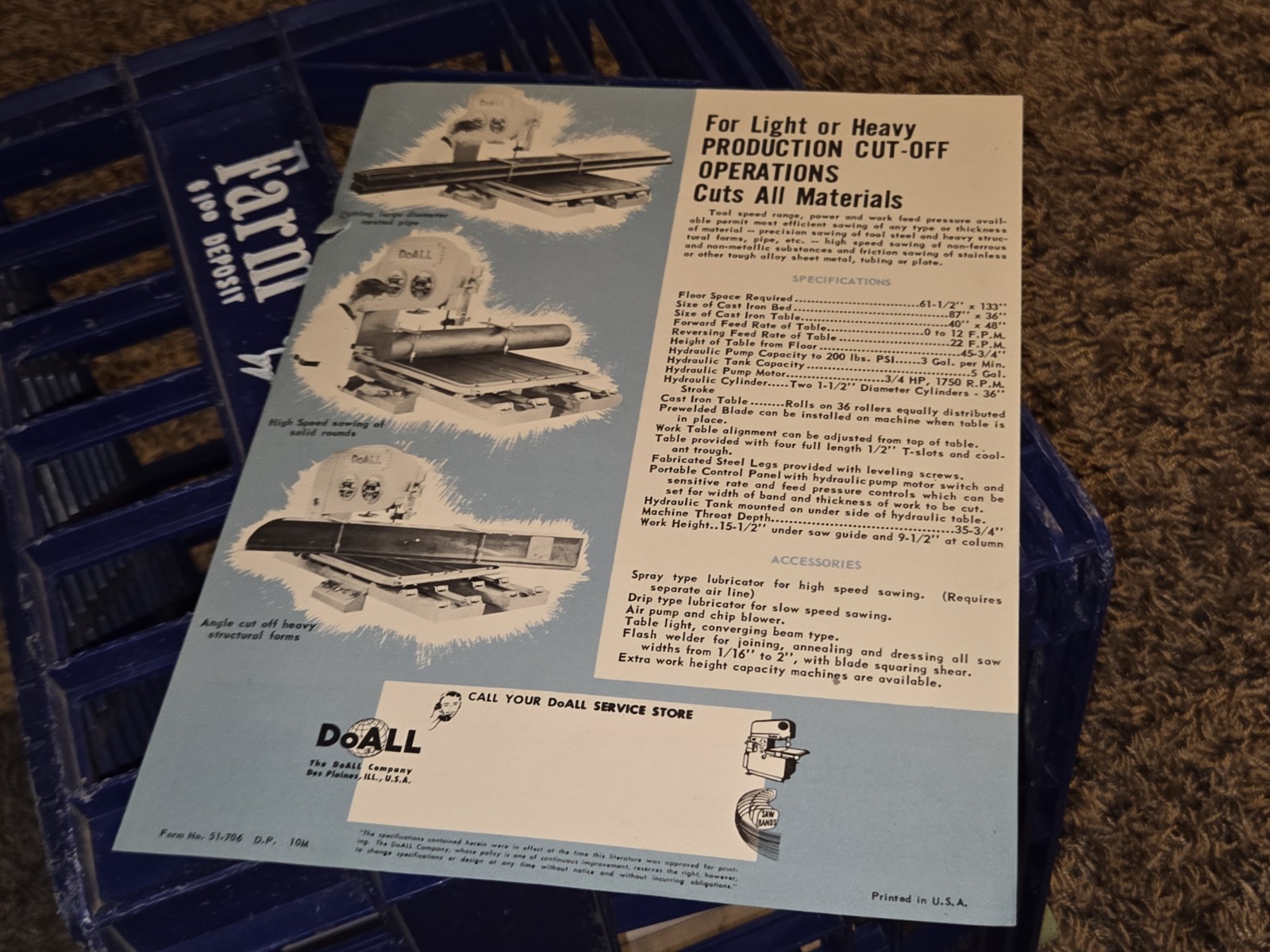 DoAll CO-36 Versatile High Low Band Cut-Off Machine PROMO CATALOG SALES FLYER