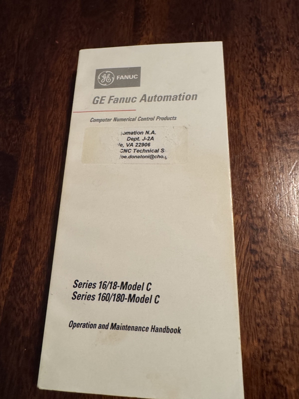 GE FANUC Automation Series 16/18-Model C Operation Maintenance Handbook – Used