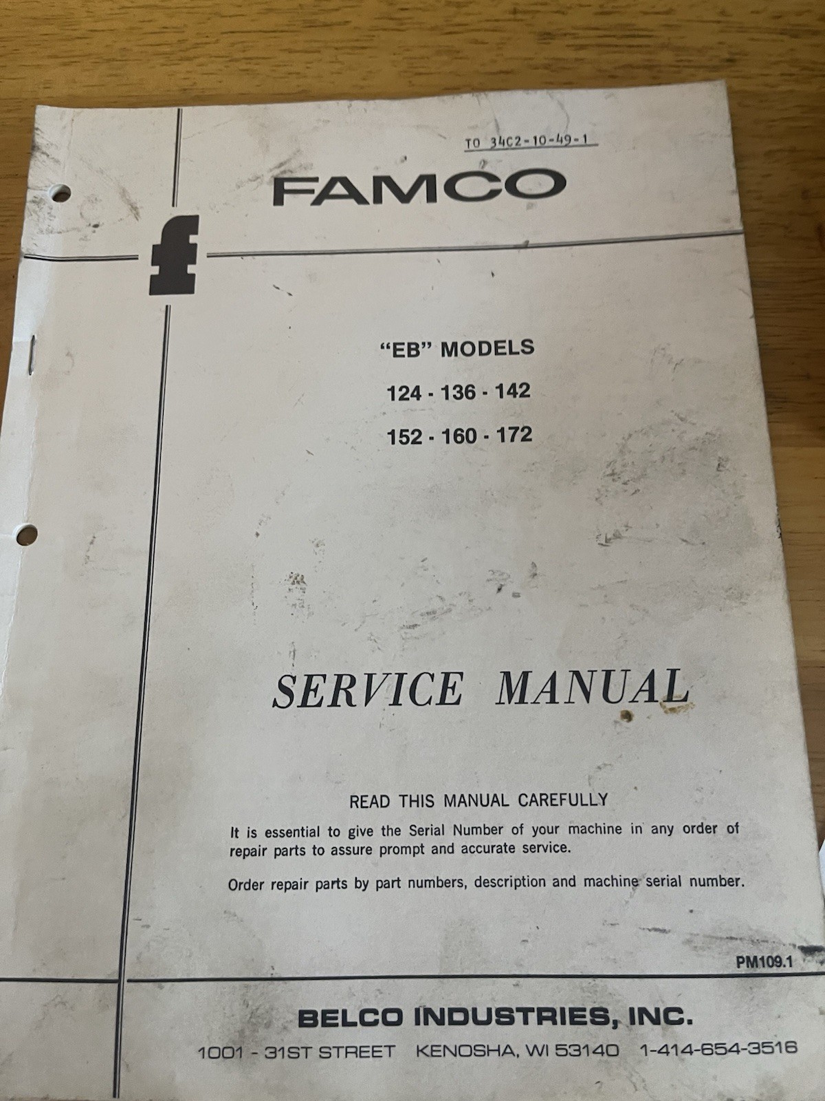 Famco Service Manual “EB” Models 124-136-142-152-160-172