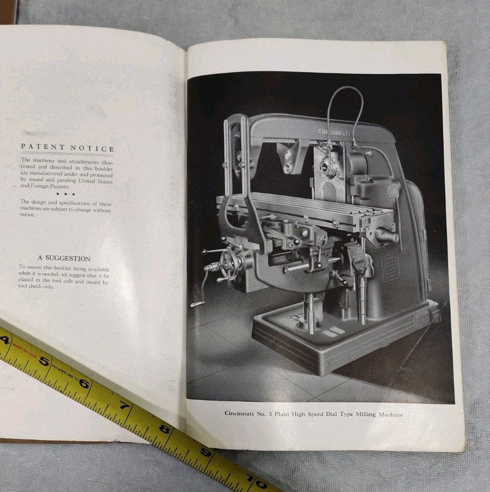 Cincinnati Milling Machine Co. Operator Instruction Manual No. 2 3 4 Daily Type