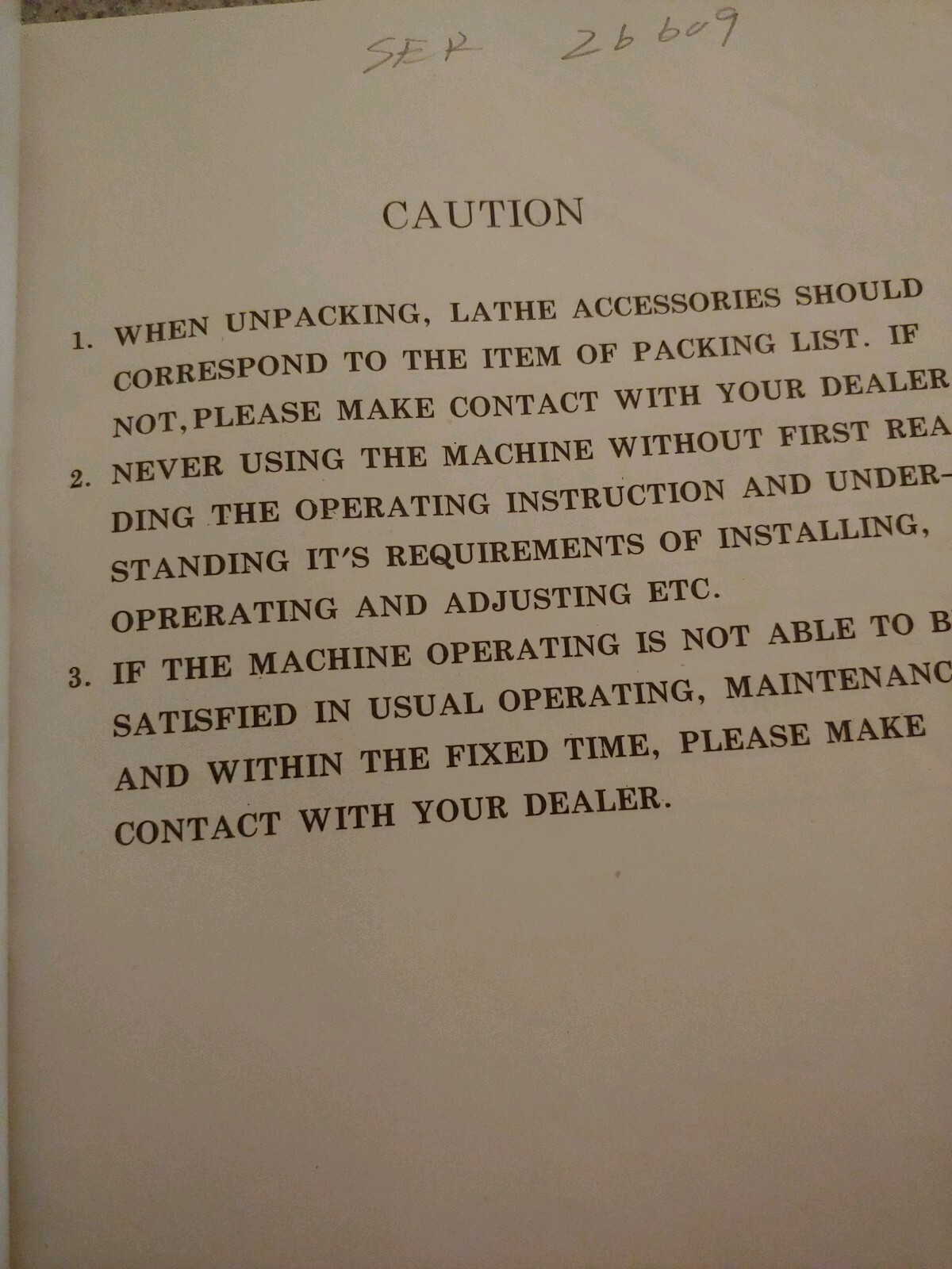 12×36 Metal Geared Lathe Operator’s Manual