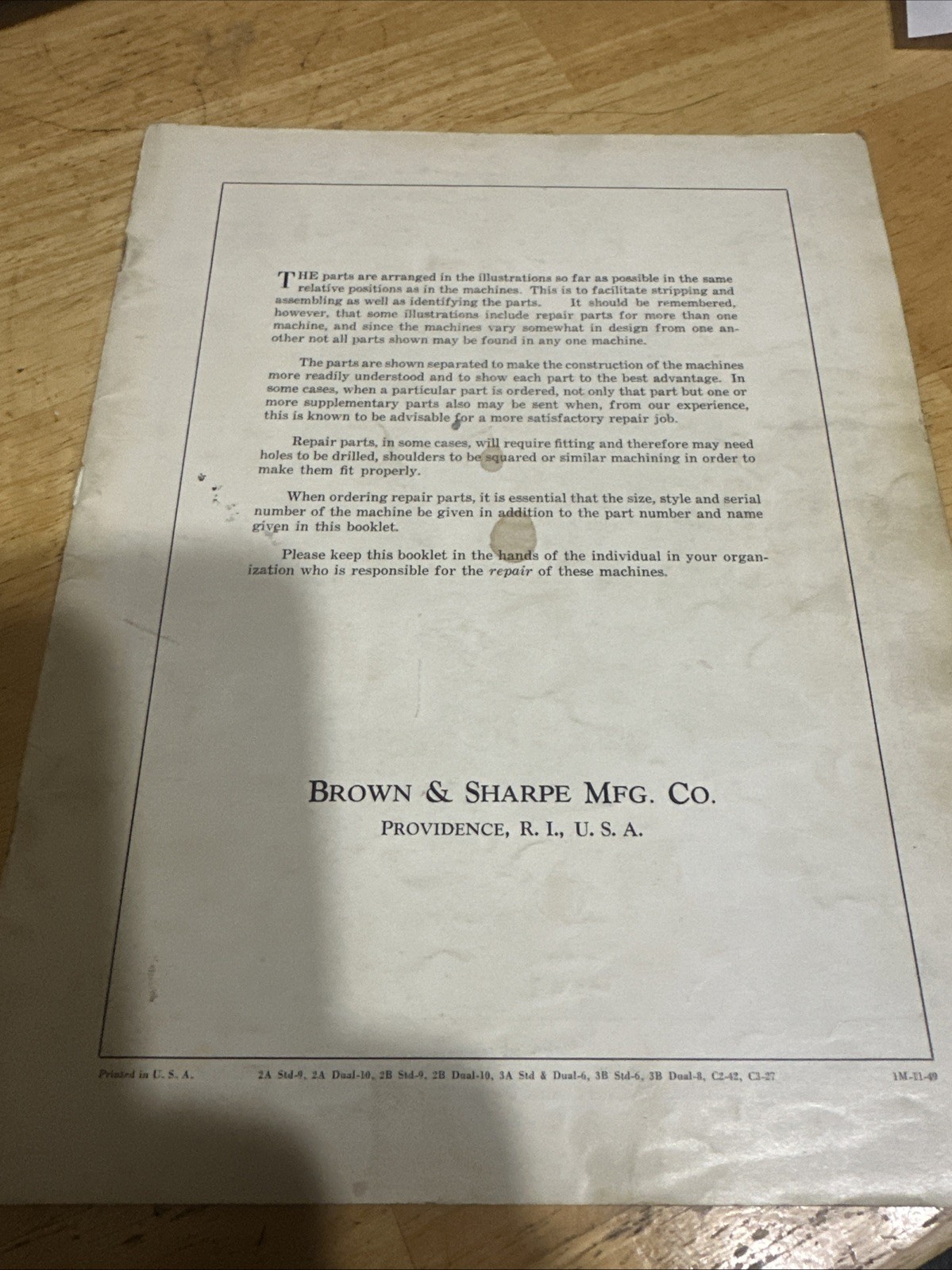 Brown&sharpe Manual No.2 Universal Dual Control Type Manual