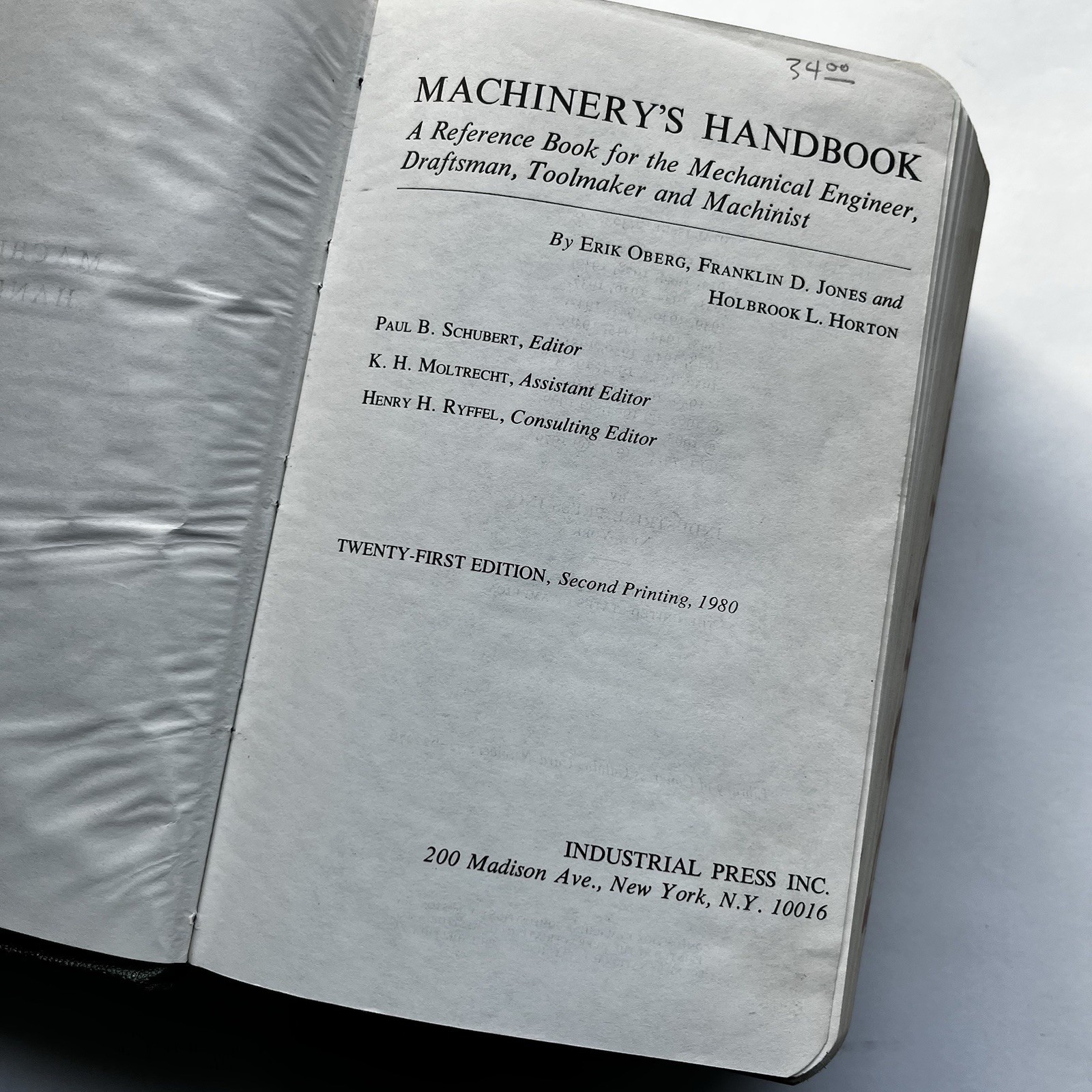Vtg Machinery’s Handbook 21st Edition 1980 – Oberg & Jones – Metalworking Manual