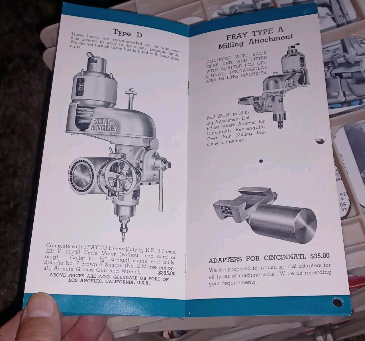 FRAY MACHINE TOOL COMPANY PRODUCTS PRICE LIST NO 15 CATALOG BOOK Milling & More