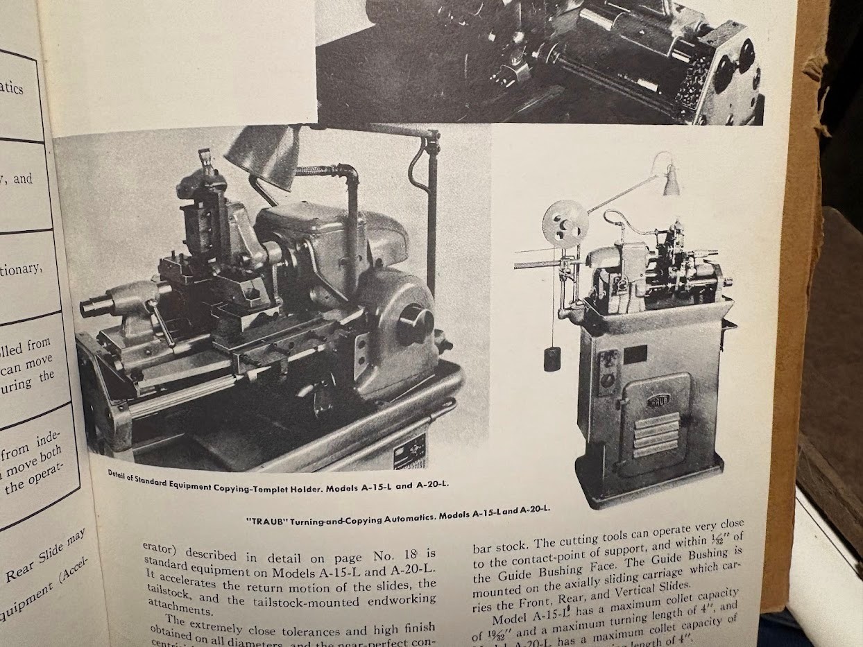 Vtg Traub Works Catalog 1950s? Screw Machines Attachments Tools Lathe A-15 A-36