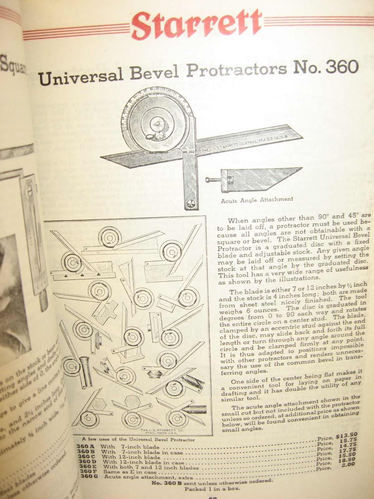 1938 Starrett Precision Tools, Tapes, Dial Indicators, Hack Saws+, Catalog No 26