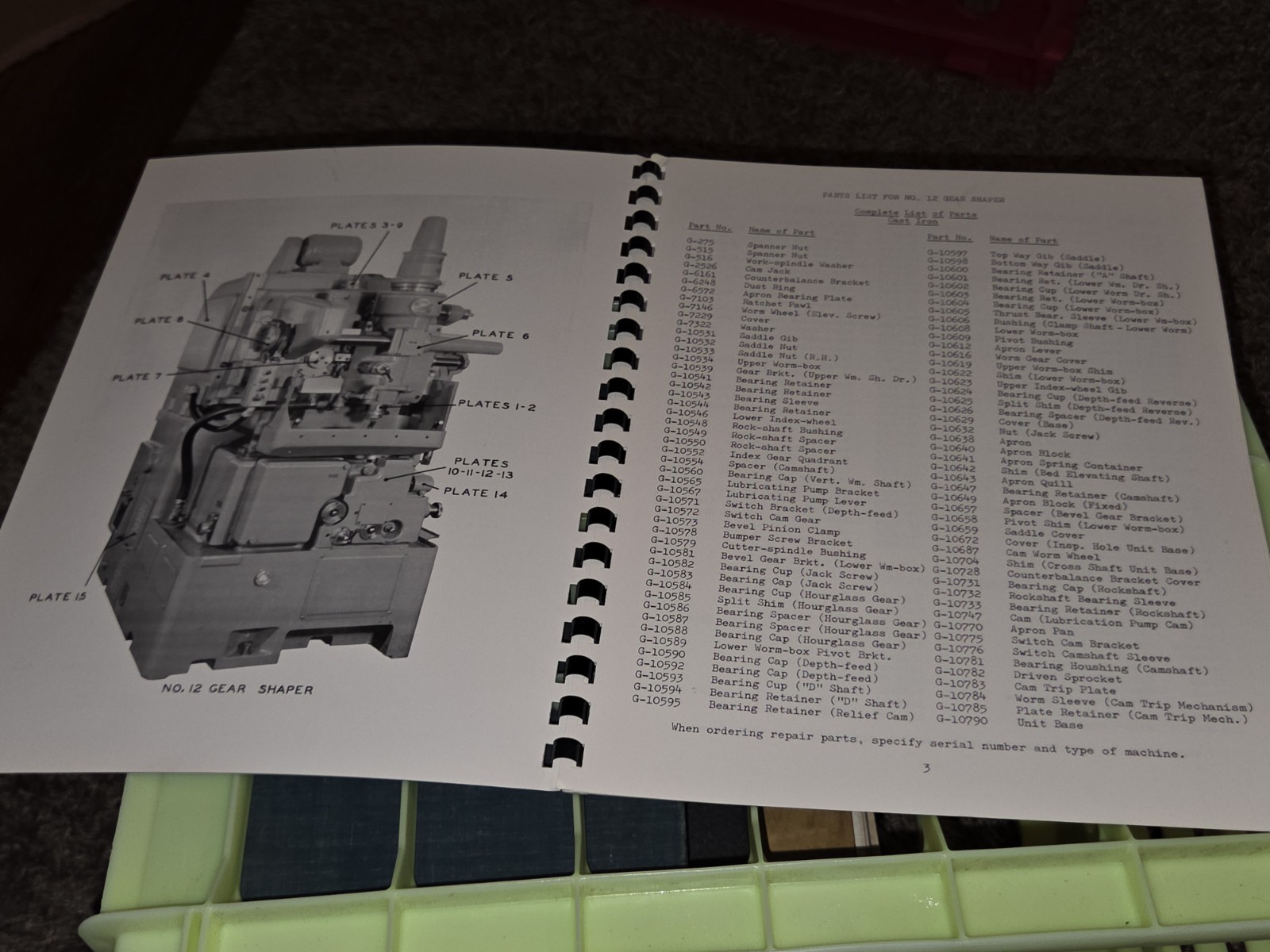 FELLOWS GEAR SHAPER CO SERVICE PARTS LIST MANUAL CATALOG #12 Book MACHINIST TOOL