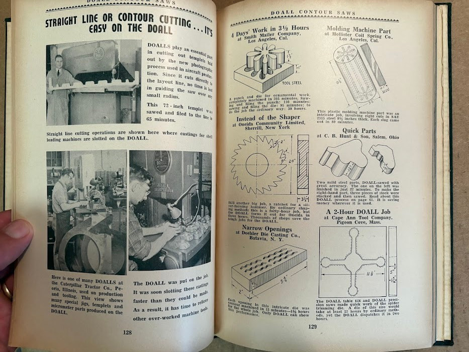 Vth Doall Service Co Manual c1943 11th Edition Contour Saws Catalog Machine Tool