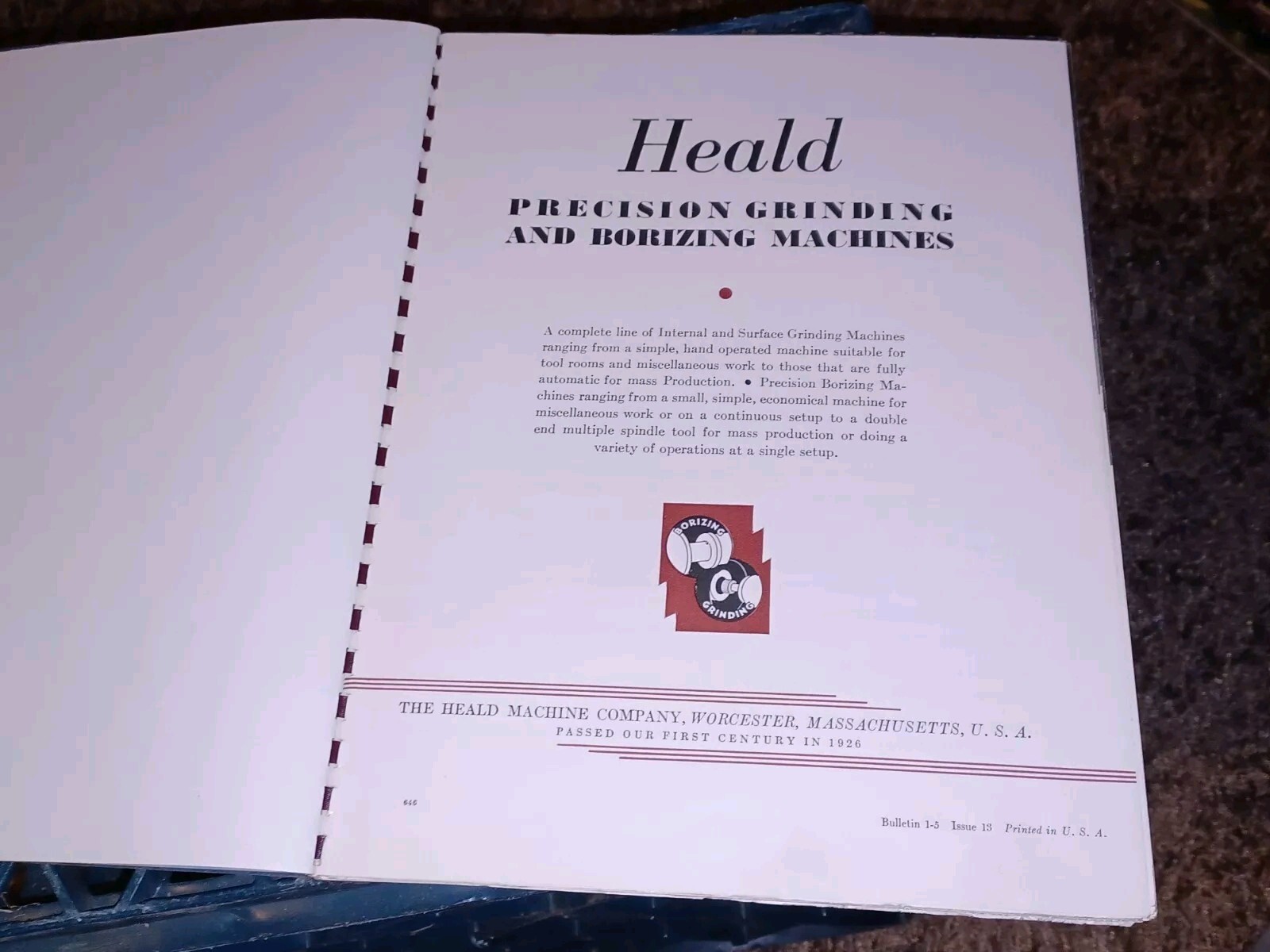 HEALD COMPANY Precision GRINDING BORING Borizing MACHINES CATALOG BOOK Issue 13