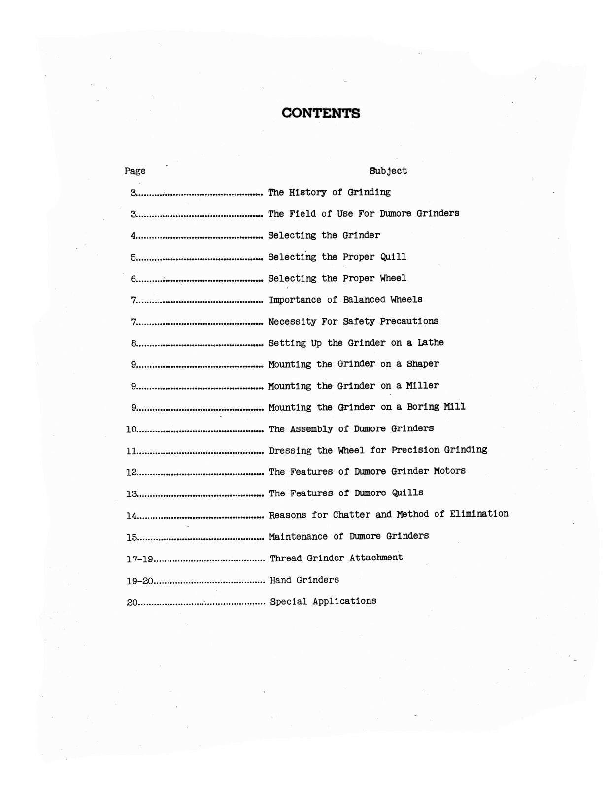 Dumore Portable Precision Lathe Grinders Care & Operation Manual #1530