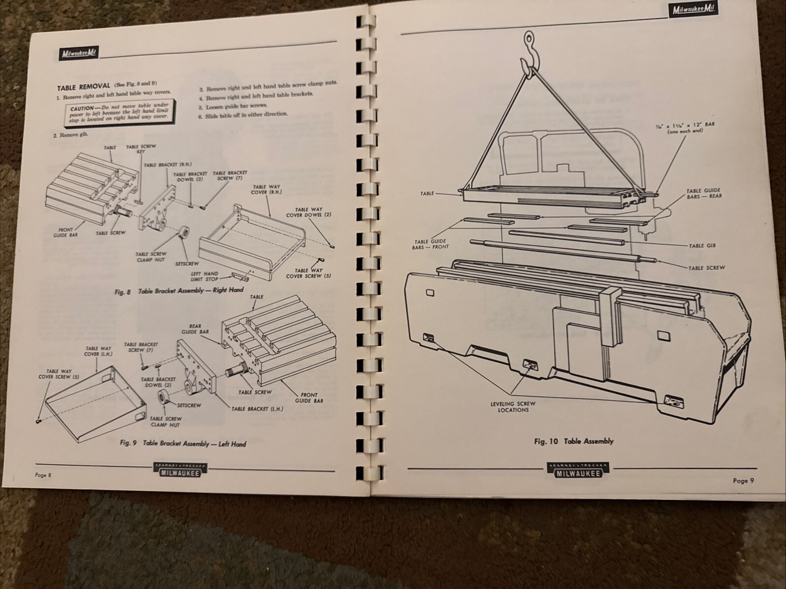 KEARNEY TRECKER Milwaukee Simplex Duplex Milling Machine Maintenance Manual 372