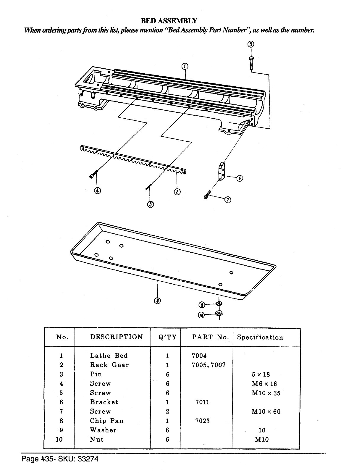 Central Machinery 12″x 36″ Metal Lathe 33274 Owner Operator Parts Manual 1198