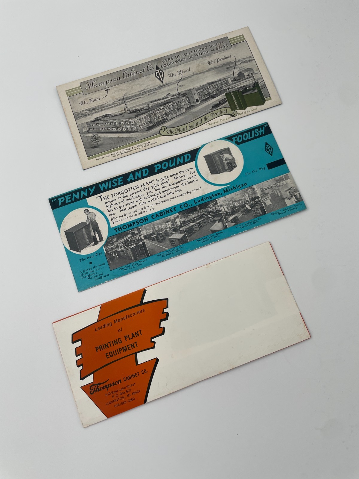 Thompson Cabinet Co. Trade Blotter Etc. Letterpress Printer Wood Type