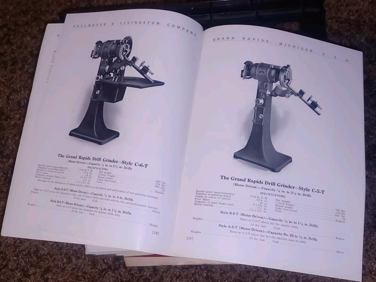 GALLMEYER & LIVINGSTON GRAND RAPIDS Michigan Tool DRILL GRINDERS Catalog Book !