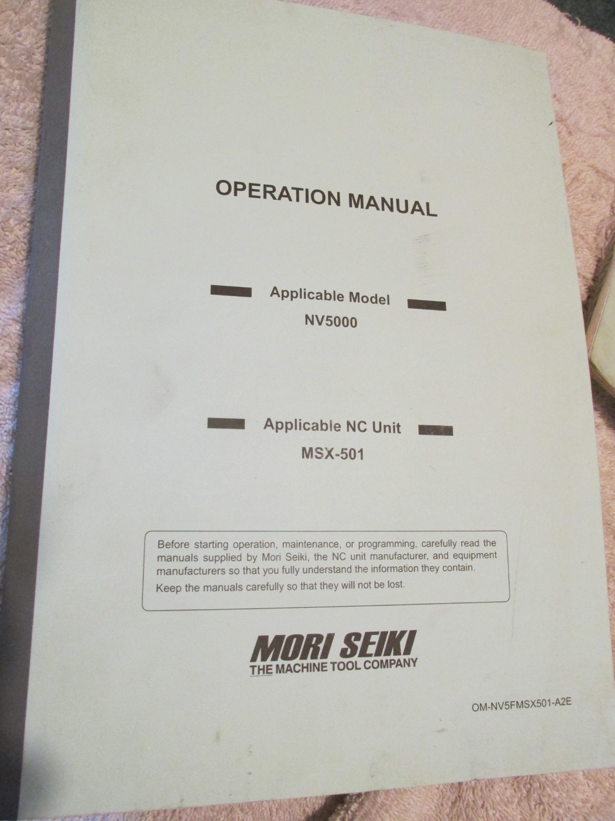 FACTORY MANUAL SET Mori Seiki NV5000 NVD CNC Machine Installation Operation Main