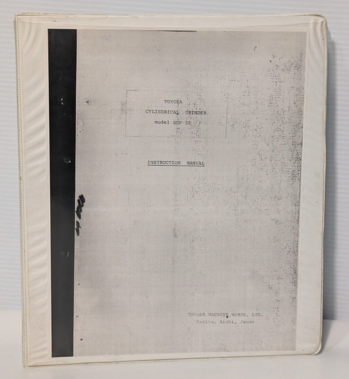 Toyoda Machine Works Cylindrical Grinder Model GOP-30 Instruction Manual