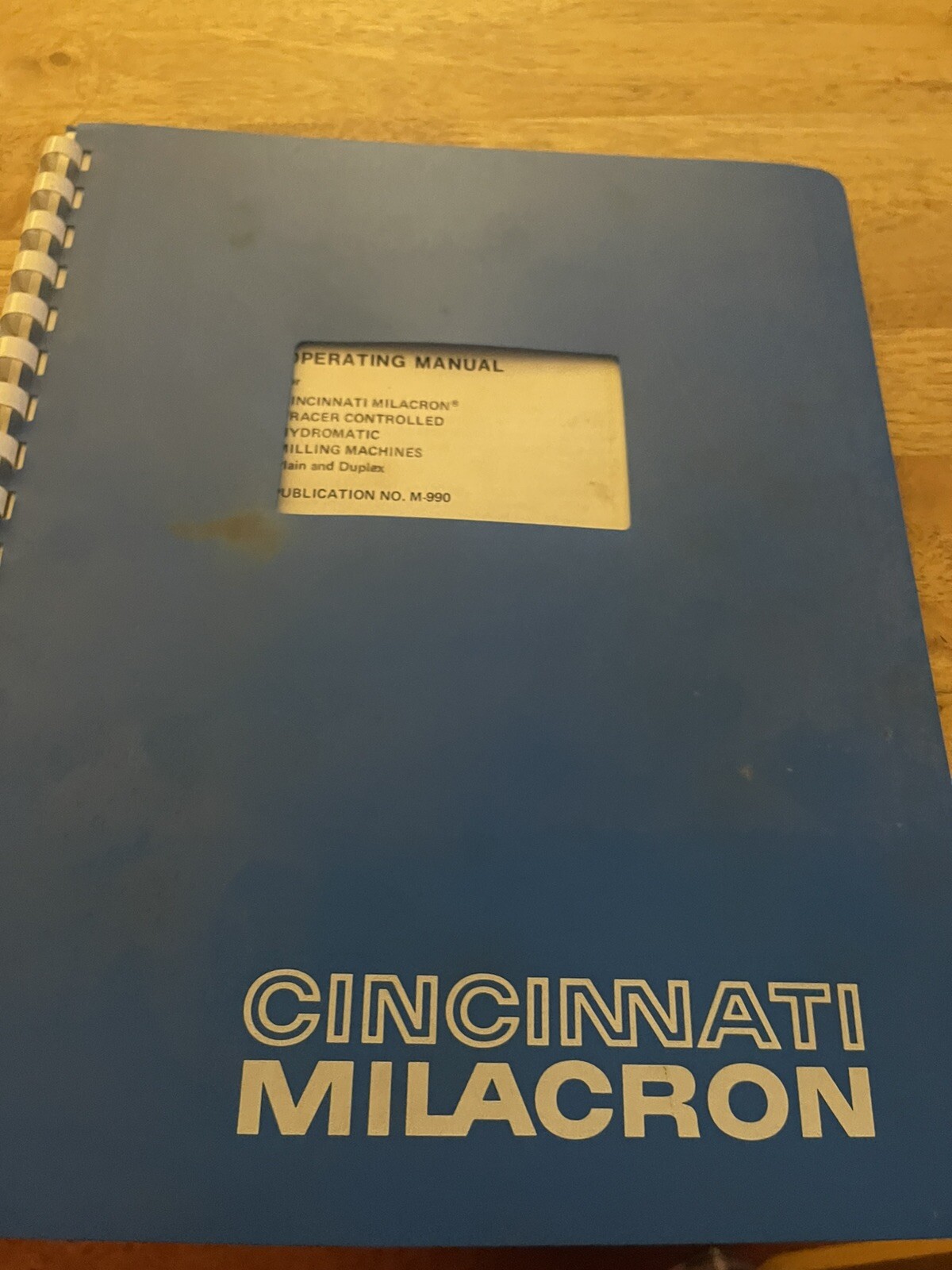 CINCINNATI MILACRON Manual for Tracer Controlled Hydromatic Milling Machine