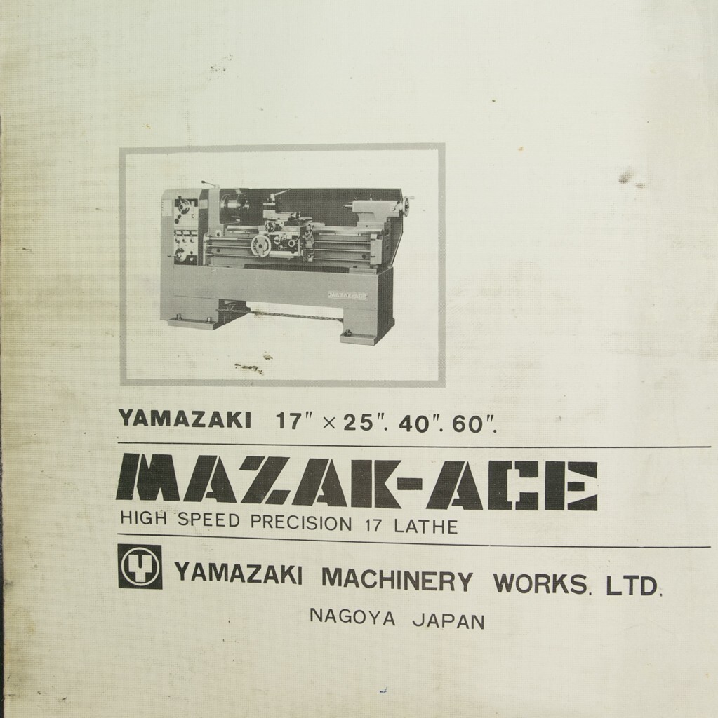 Mazak ACE Yamazaki 17″ Lathe, Operations, Schematic and Parts Manual “PDF ONLY”