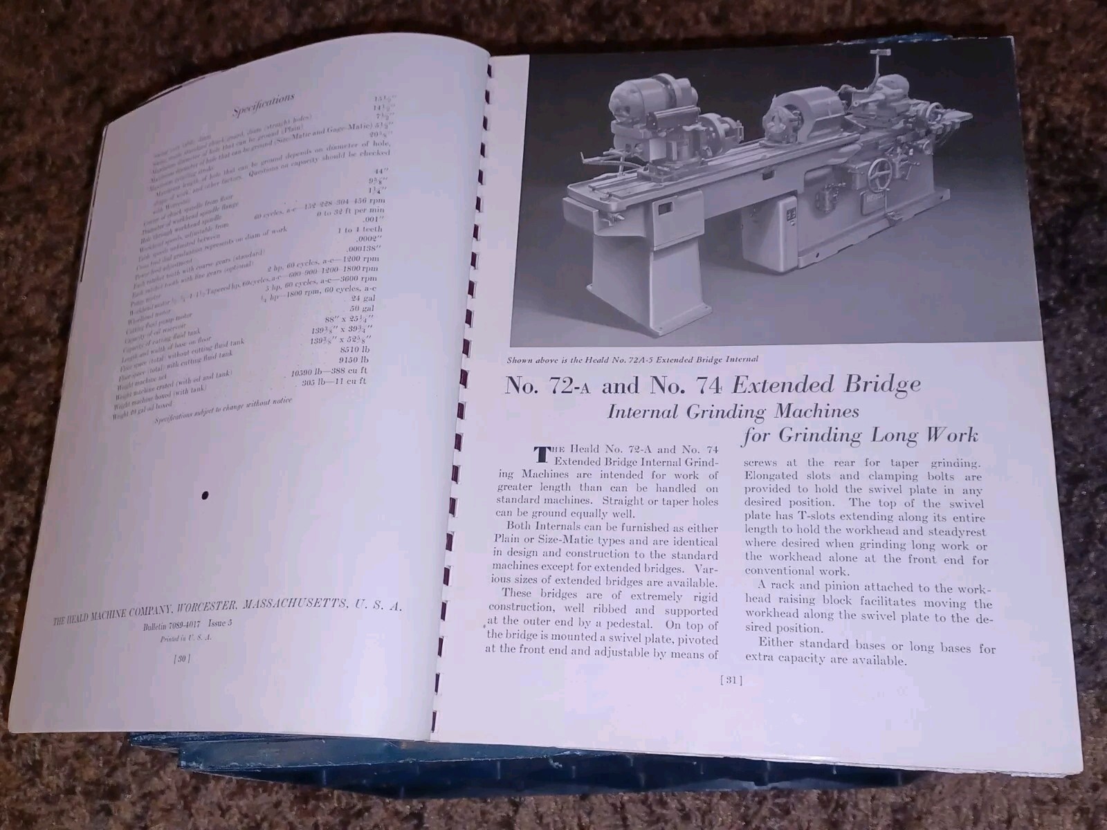 HEALD COMPANY Precision GRINDING BORING Borizing MACHINES CATALOG BOOK Issue 13