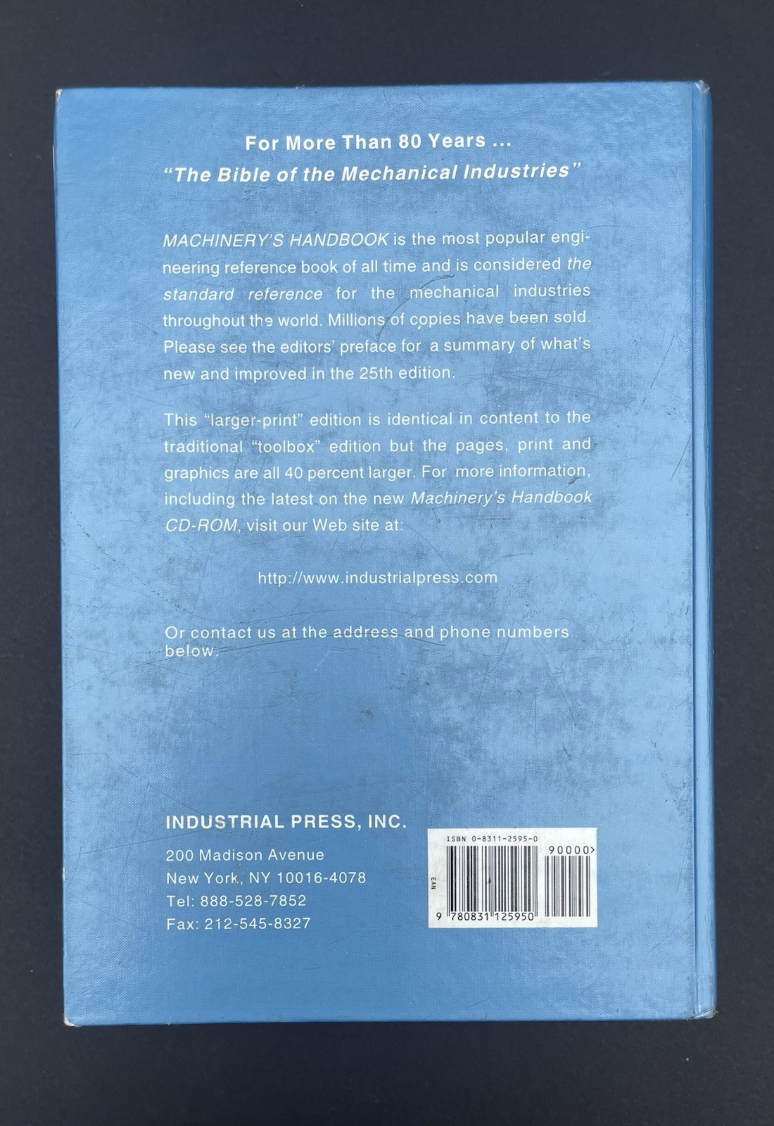 Industrial Press Machinery’s Handbook 25 Twenty-Fifth Edition Hardcover Book