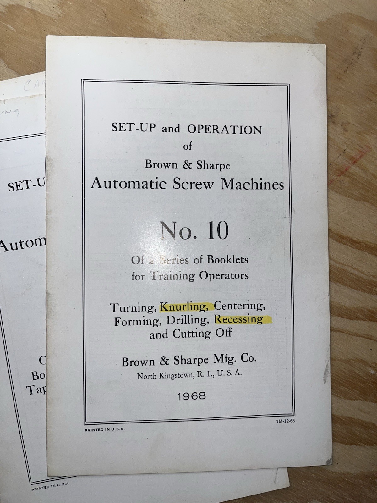 Complete Set Brown & Sharpe Automatic Screw Machine OperatorTrainingManuals 1968