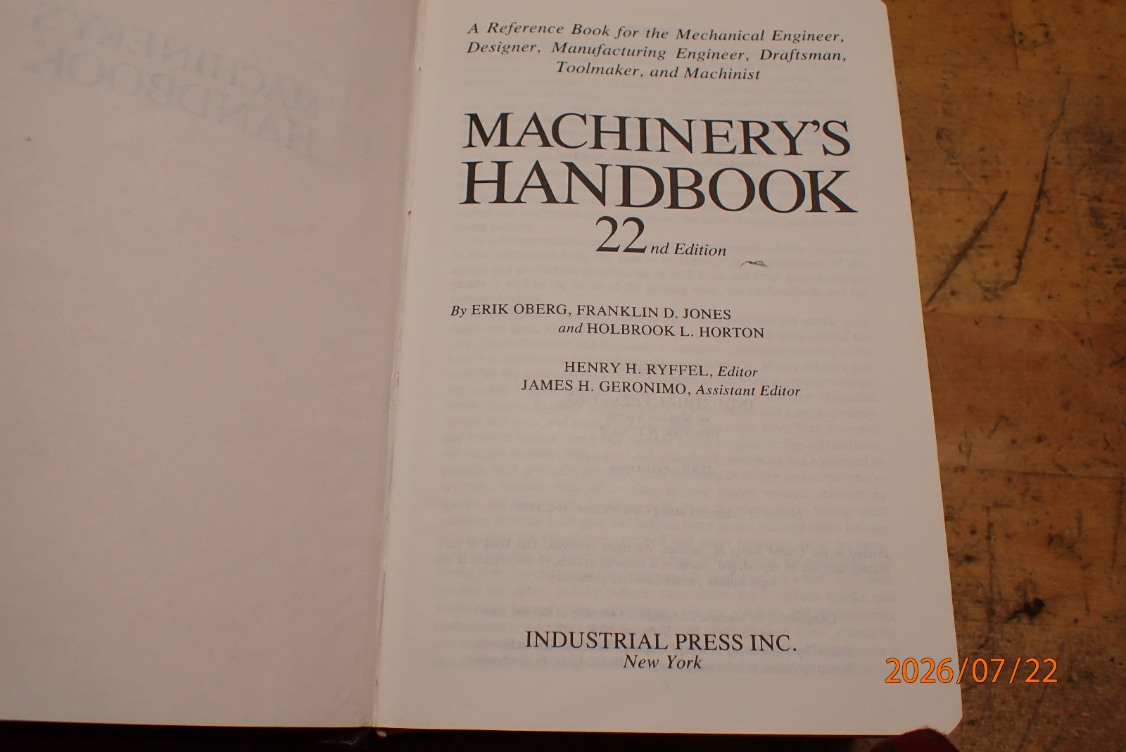 LOT 75: VINTAGE MACHINERY’S HANDBOOK MACHINIST BOOK