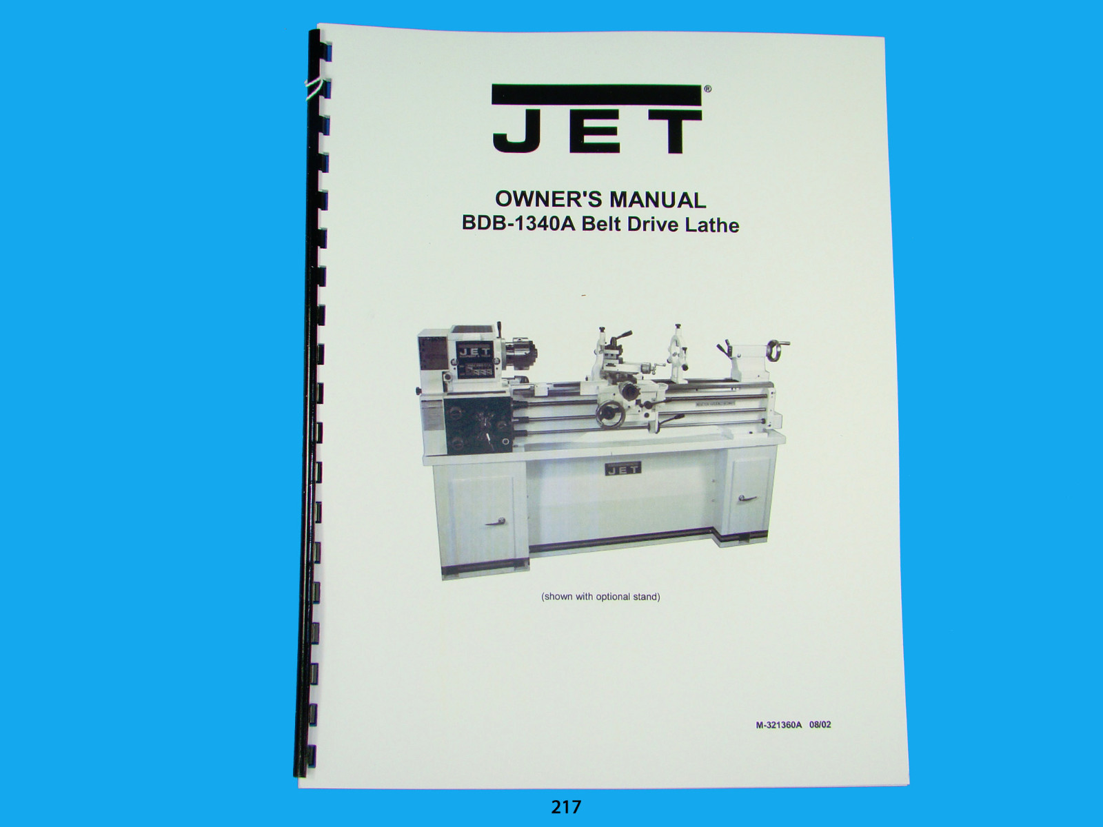 Jet BDB-1340A Belt Drive Lathe Owners Manual *217