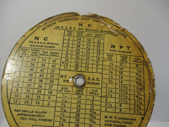 (3) Machinist Helps LUFKIN Tap Gage 1956 Calendar Equivalents Calculator VG